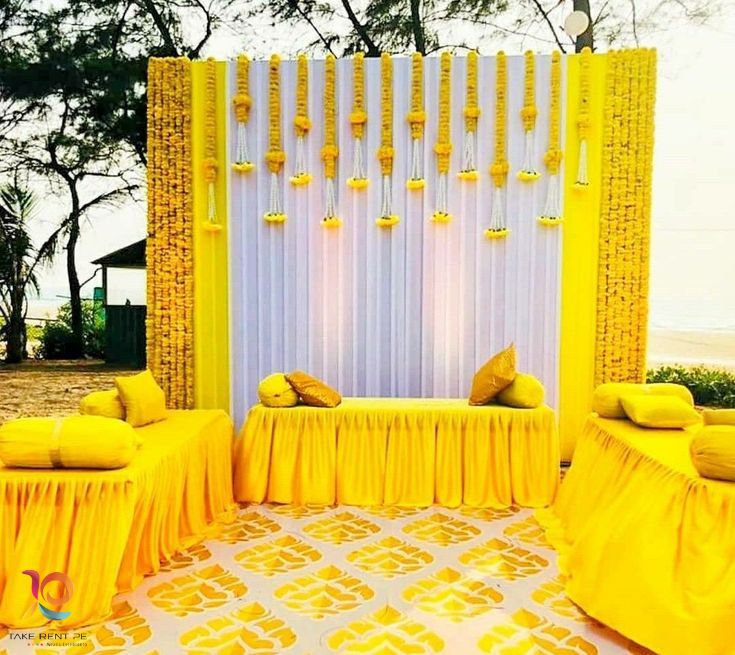 Stunning Haldi And Mehndi Decoration